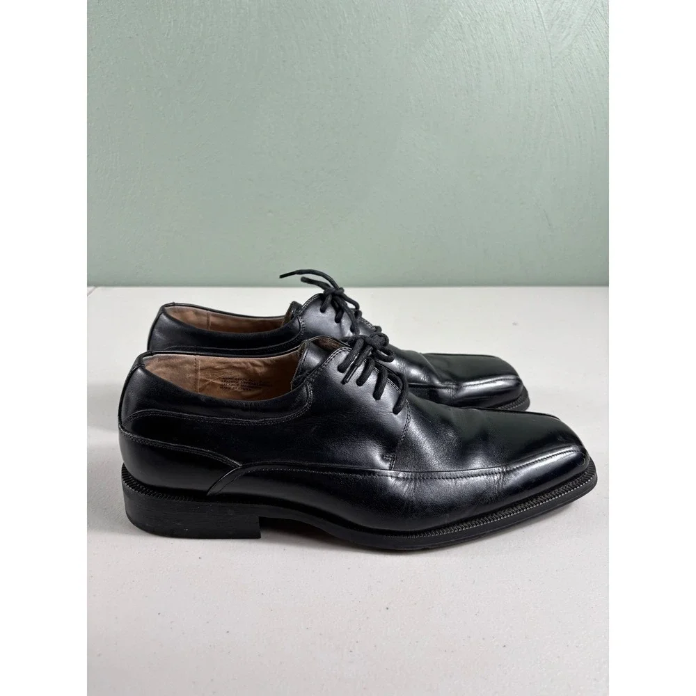 Florsheim Mens Comfortech Black Leather Square Toe Lace Up Dress Shoes‎ 9.5D